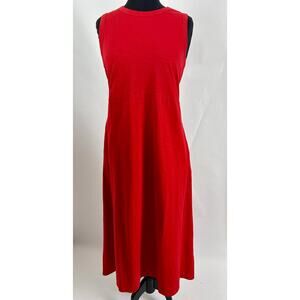Chico’s Size 2 US 12 Large Tomato Girl Red Maxi Dress Lagenlook Sleeveless Loose